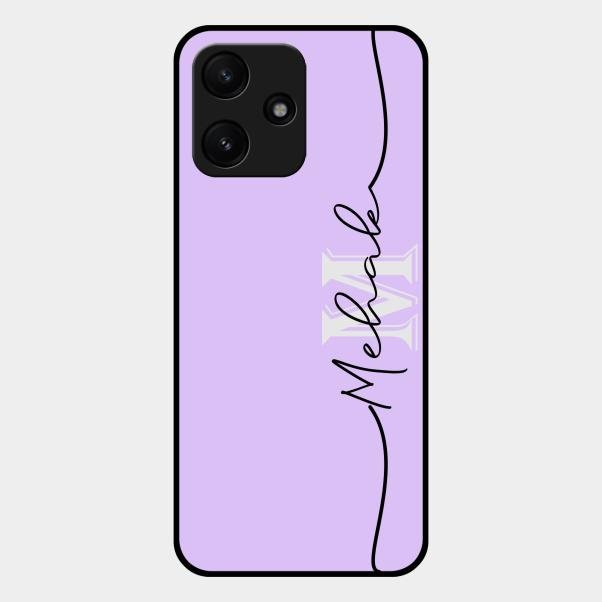 Personalized Initials Lavender Glossy Metal Case Cover For Redmi 12 5G