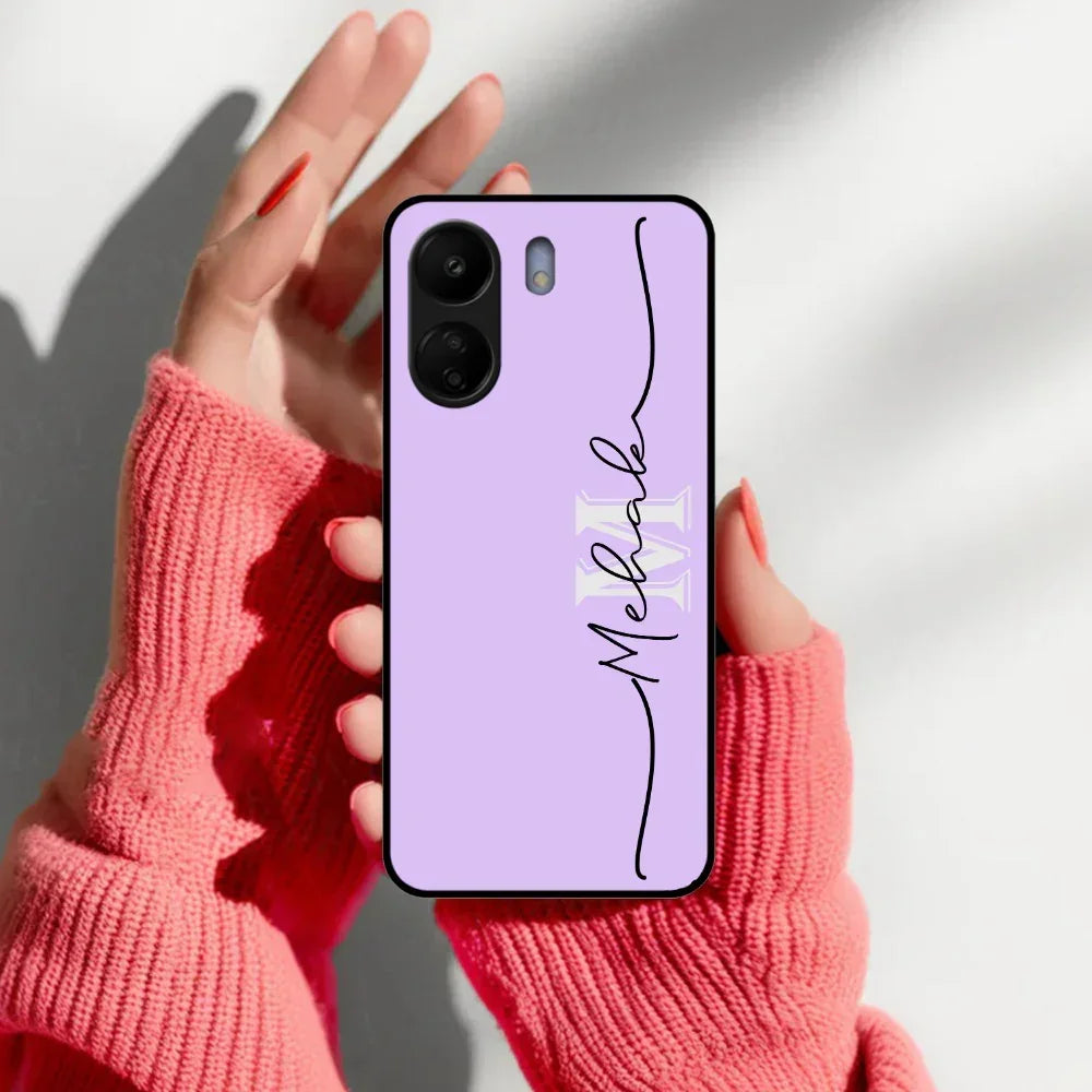 Personalized Initials Lavender Glossy Metal Case Cover For Redmi - ShopOnCliQ
