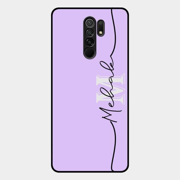 Personalized Initials Lavender Glossy Metal Case Cover For Redmi 9 Prime