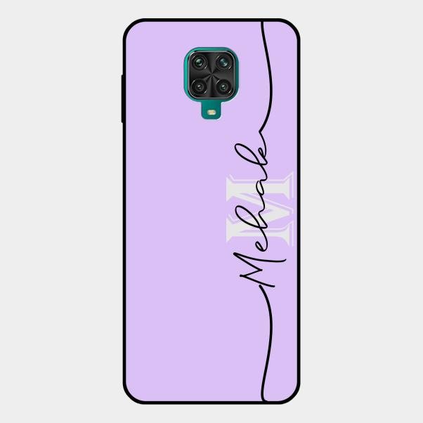 Personalized Initials Lavender Glossy Metal Case Cover For Redmi Note 10 Lite