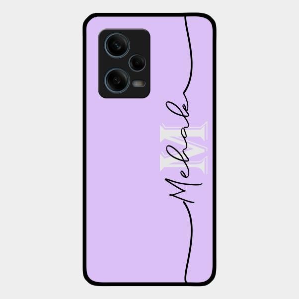 Personalized Initials Lavender Glossy Metal Case Cover For Redmi Note 12 Pro 5G