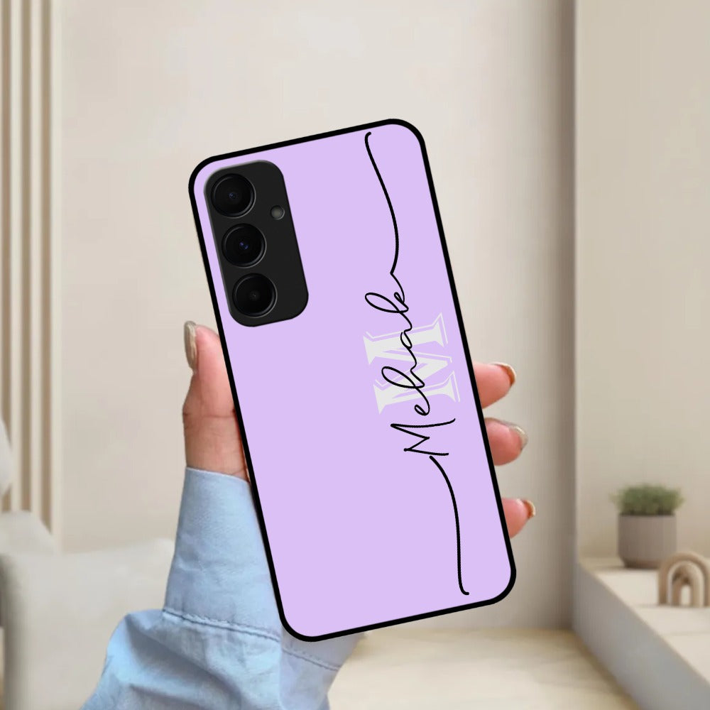 Personalized Initials Lavender Glossy Metal Case Cover Samsung