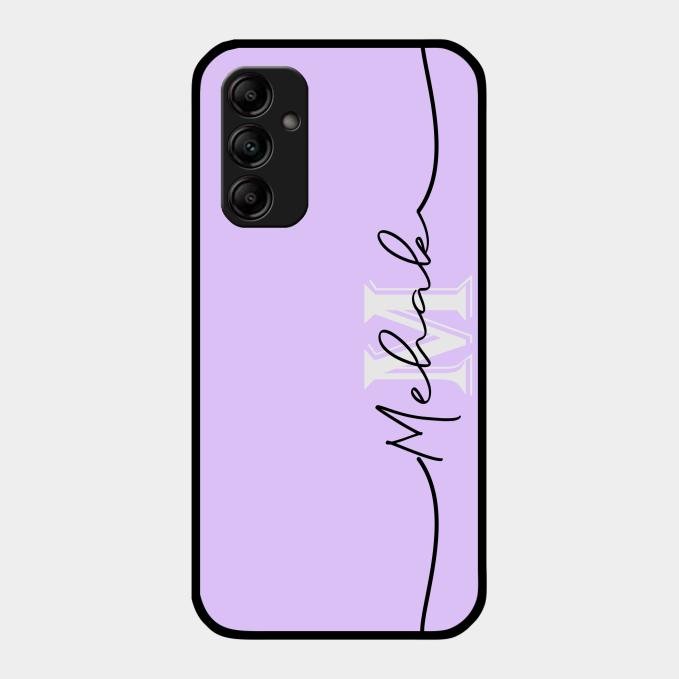 Personalized Initials Lavender Glossy Metal Case Cover For Samsung Galaxy A14 5G