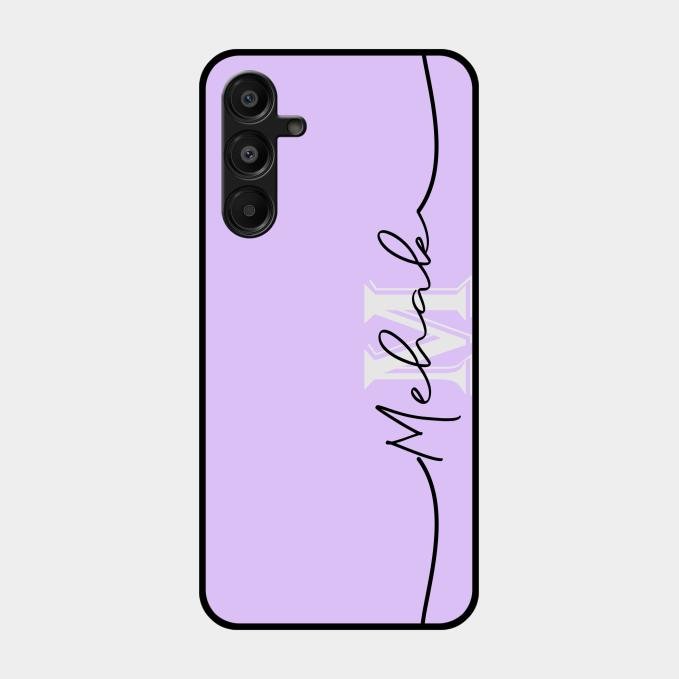 Personalized Initials Lavender Glossy Metal Case Cover For Samsung Galaxy A16 5G