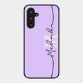 Personalized Initials Lavender Glossy Metal Case Cover For Samsung Galaxy F36 5G