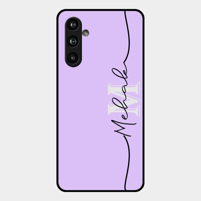 Personalized Initials Lavender Glossy Metal Case Cover For Samsung Galaxy F54 5G