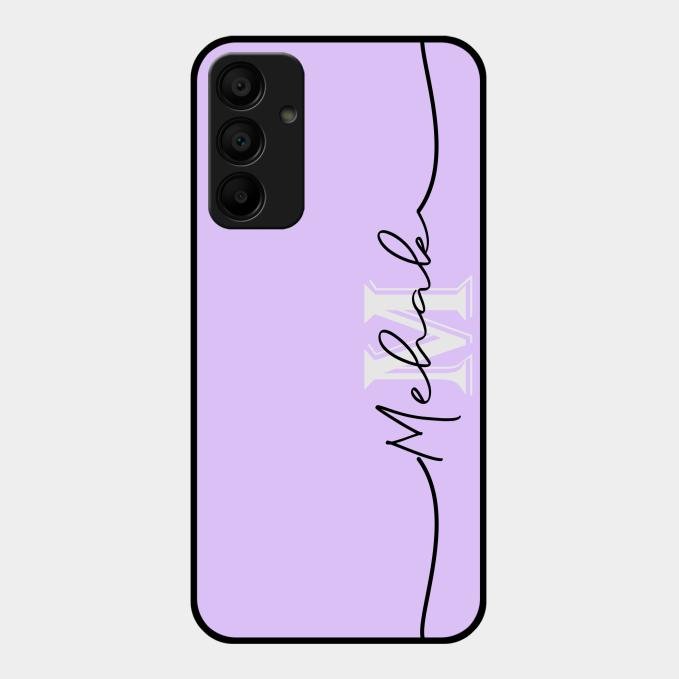 Personalized Initials Lavender Glossy Metal Case Cover For Samsung Galaxy M15 5G