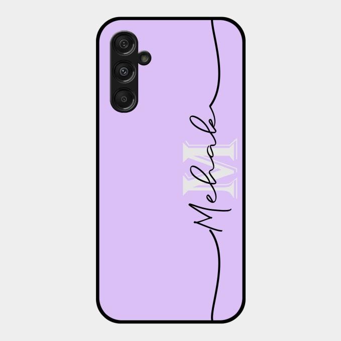 Personalized Initials Lavender Glossy Metal Case Cover For Samsung Galaxy M34 5G