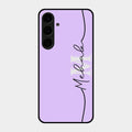 Personalized Initials Lavender Glossy Metal Case Cover For Samsung Galaxy S24 Plus 5G