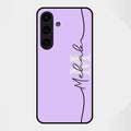 Personalized Initials Lavender Glossy Metal Case Cover For Samsung Galaxy S25 FE 5G