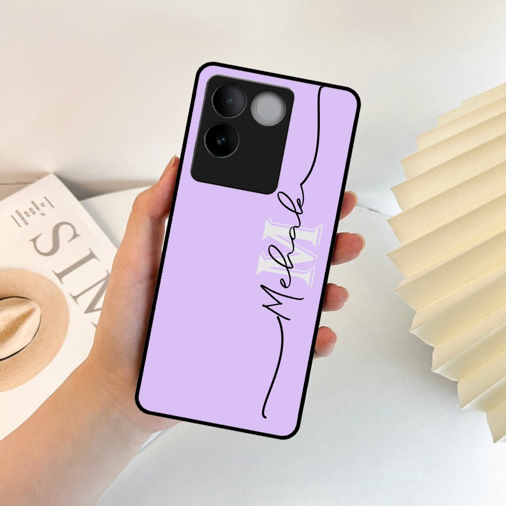 Personalized Initials Lavender Glossy Metal Case Cover For Vivo