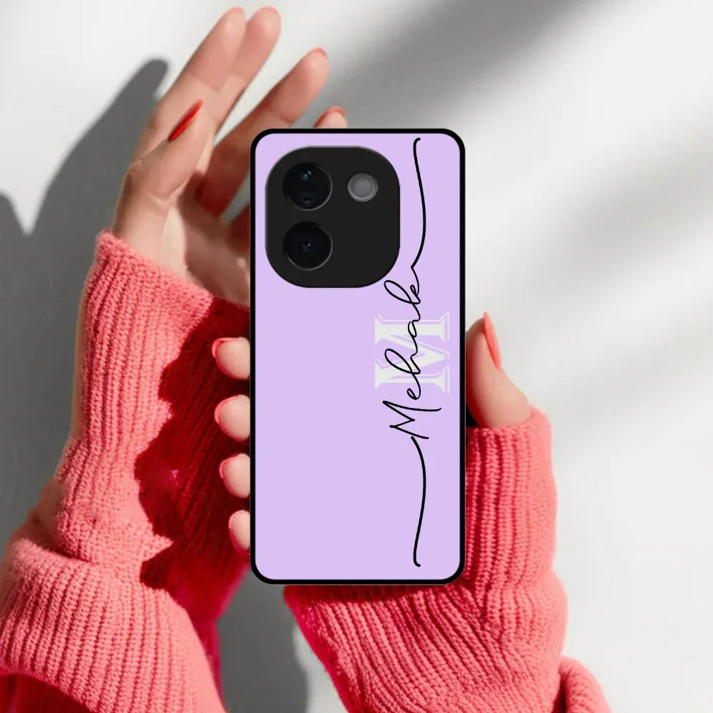 Personalized Initials Lavender Glossy Metal Case Cover For Vivo - ShopOnCliQ