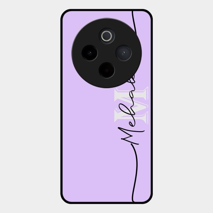 Personalized Initials Lavender Glossy Metal Case Cover For Vivo T4 5G
