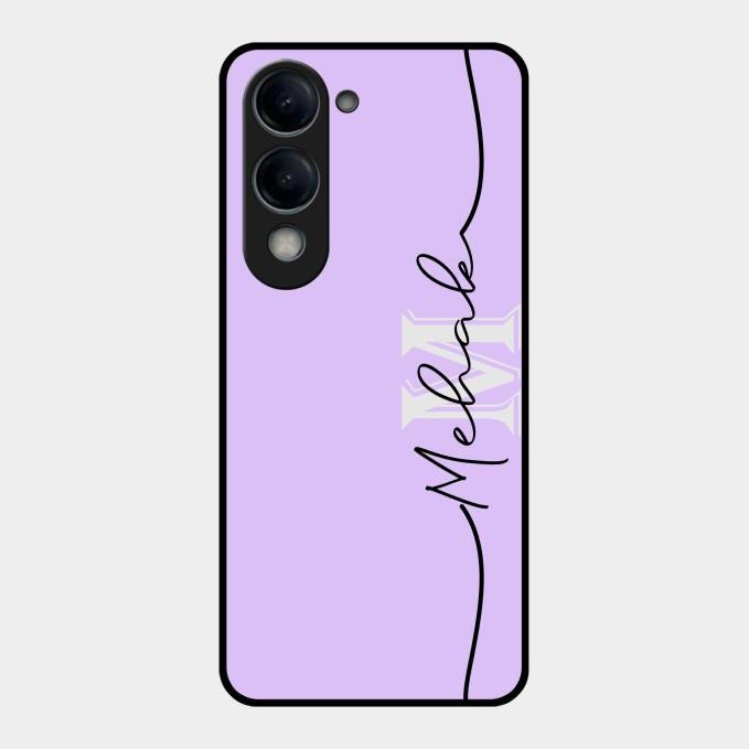 Personalized Initials Lavender Glossy Metal Case Cover For Vivo T4 Lite 5G