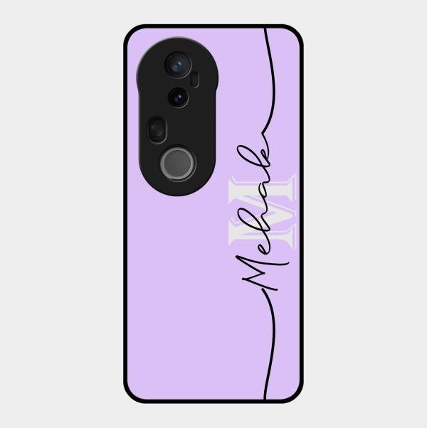Personalized Initials Lavender Glossy Metal Case Cover For Vivo T4 Ultra 5G