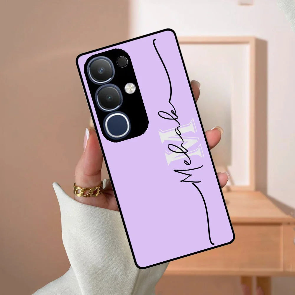 Personalized Initials Lavender Glossy Metal Case Cover For Vivo - ShopOnCliQ