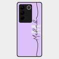 Personalized Initials Lavender Glossy Metal Case Cover For Vivo V27 Pro 5G