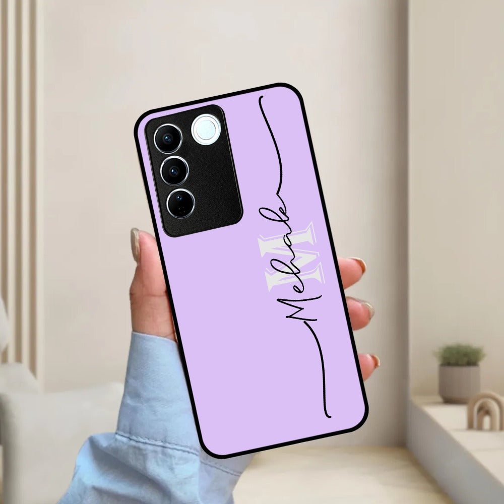 Personalized Initials Lavender Glossy Metal Case Cover For Vivo
