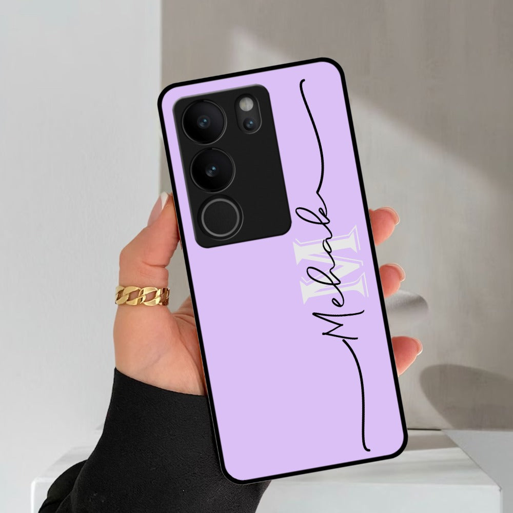 Personalized Initials Lavender Glossy Metal Case Cover For Vivo