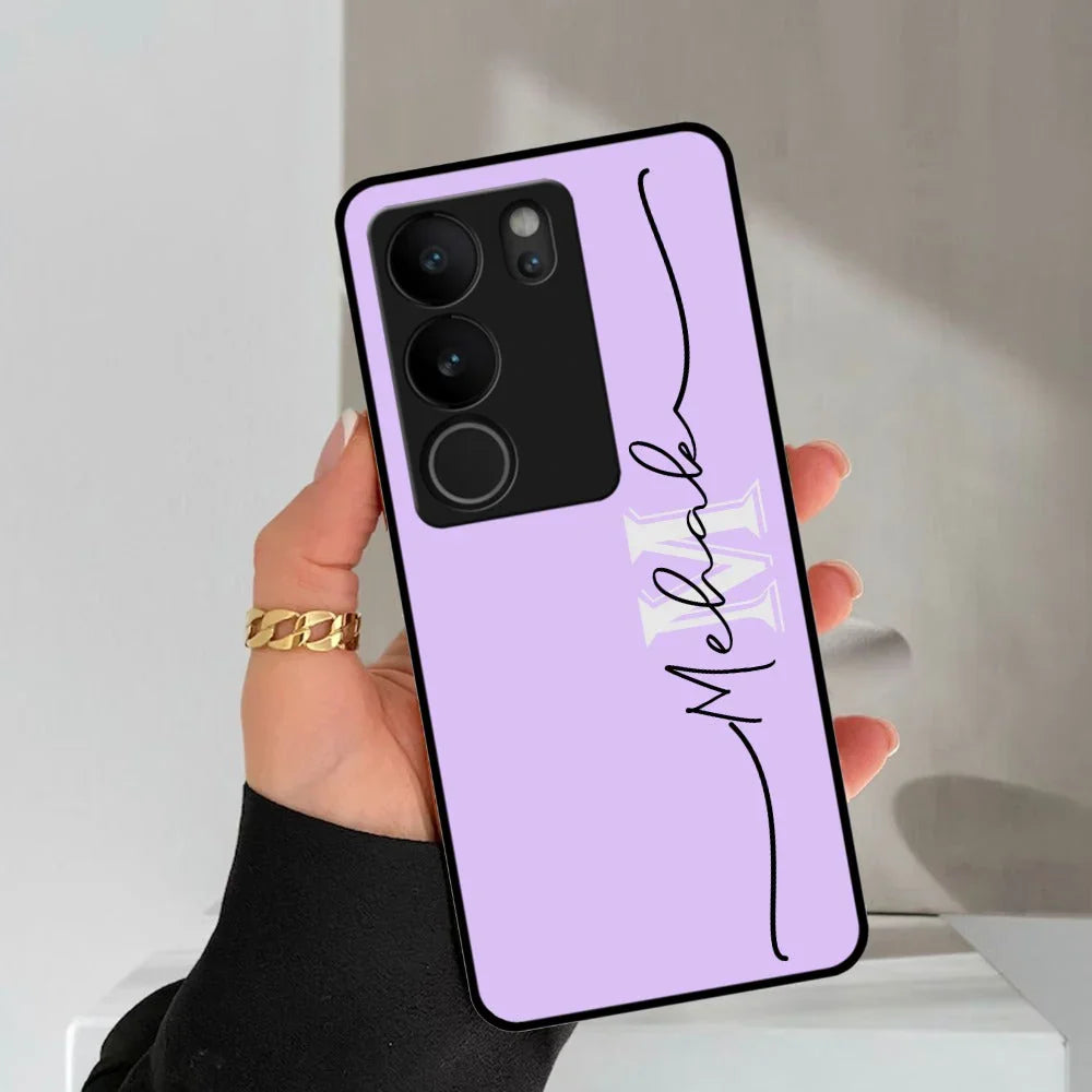 Personalized Initials Lavender Glossy Metal Case Cover For Vivo - ShopOnCliQ