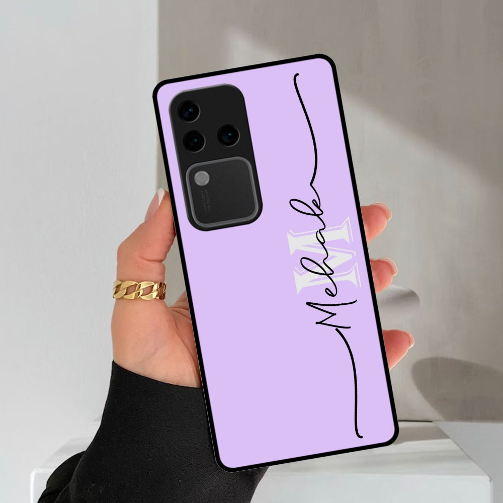Personalized Initials Lavender Glossy Metal Case Cover For Vivo