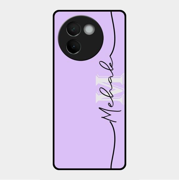 Personalized Initials Lavender Glossy Metal Case Cover For Vivo V30E 5G