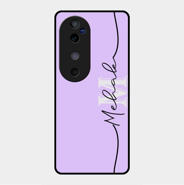 Personalized Initials Lavender Glossy Metal Case Cover For Vivo V40 5G