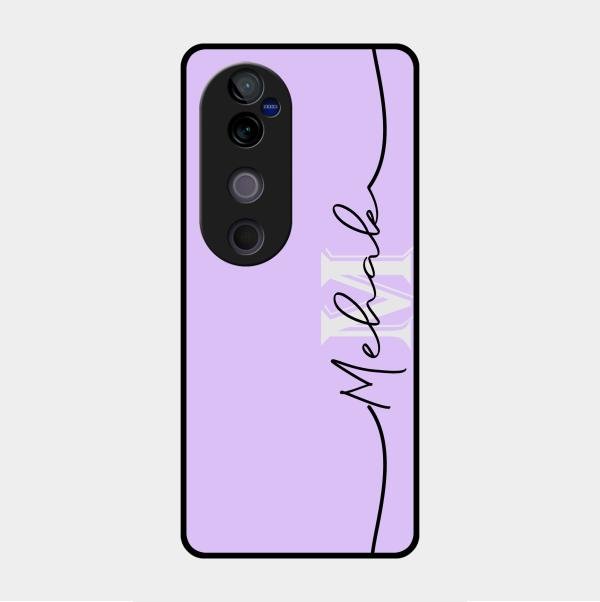 Personalized Initials Lavender Glossy Metal Case Cover For Vivo V40 Pro 5G