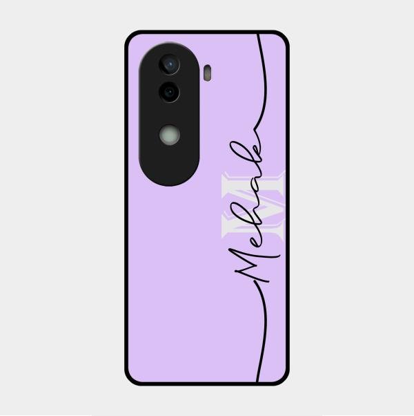 Personalized Initials Lavender Glossy Metal Case Cover For Vivo V40E 5G