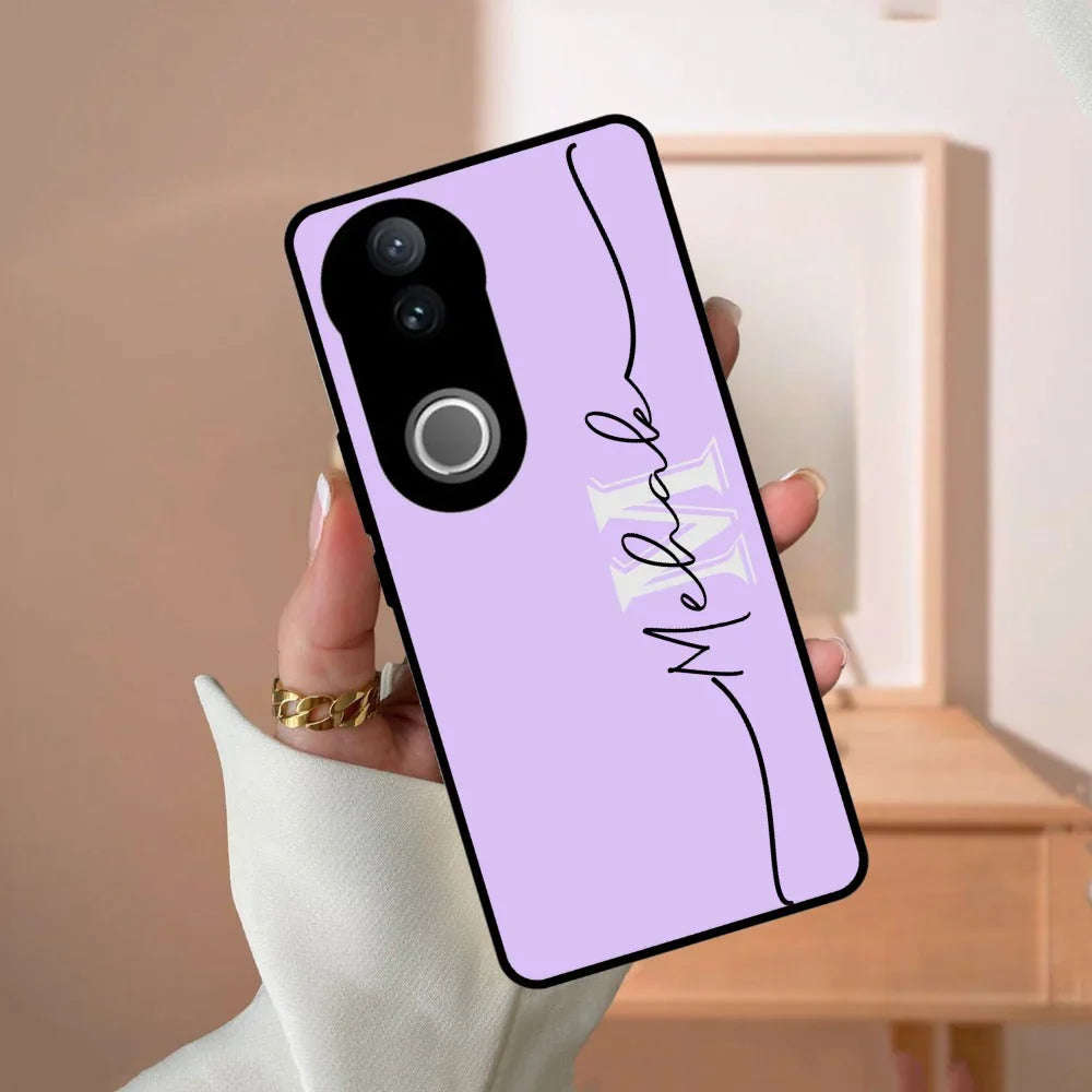 Personalized Initials Lavender Glossy Metal Case Cover For Vivo - ShopOnCliQ