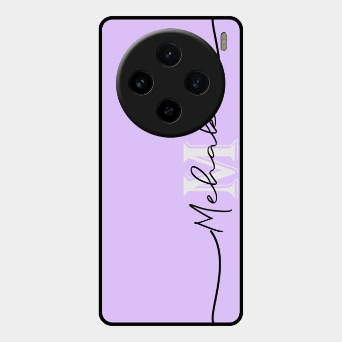 Personalized Initials Lavender Glossy Metal Case Cover For Vivo X100 5G