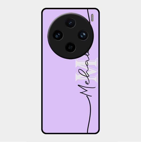 Personalized Initials Lavender Glossy Metal Case Cover For Vivo X100 Pro 5G
