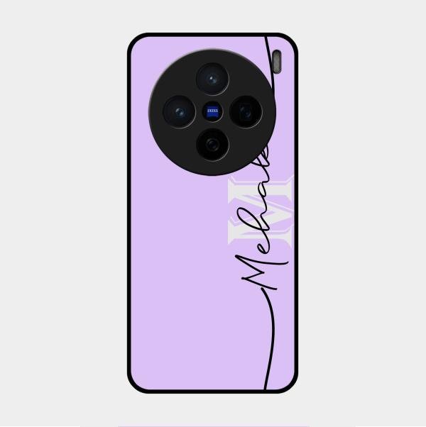Personalized Initials Lavender Glossy Metal Case Cover For Vivo X200 5G