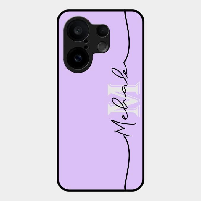 Personalized Initials Lavender Glossy Metal Case Cover For Vivo X200 Fe 5G