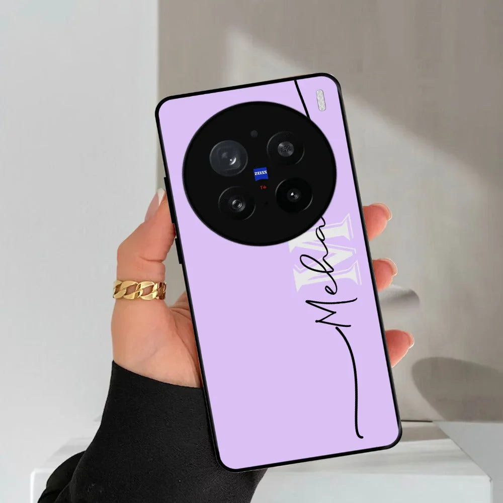 Personalized Initials Lavender Glossy Metal Case Cover For Vivo - ShopOnCliQ