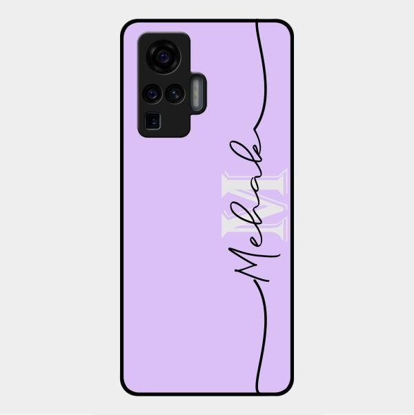 Personalized Initials Lavender Glossy Metal Case Cover For Vivo X50 Pro 5G