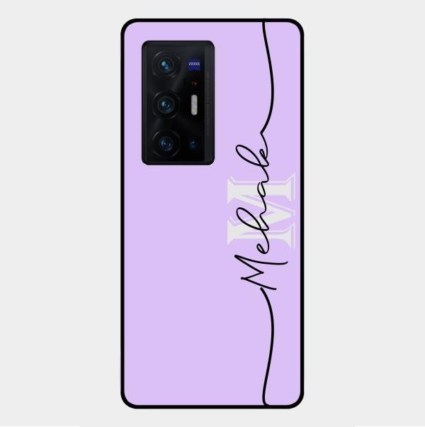 Personalized Initials Lavender Glossy Metal Case Cover For Vivo X70 Pro Plus 5G