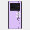 Personalized Initials Lavender Glossy Metal Case Cover For Vivo X80 5G
