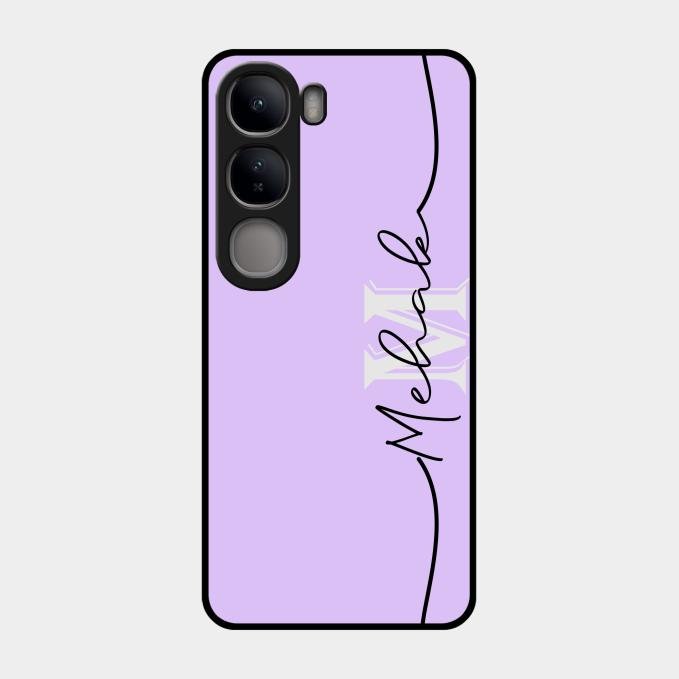 Personalized Initials Lavender Glossy Metal Case Cover For Vivo Y300 5G