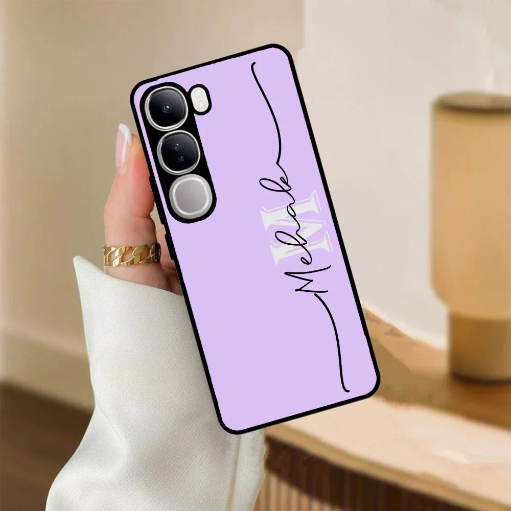Personalized Initials Lavender Glossy Metal Case Cover For Vivo - ShopOnCliQ