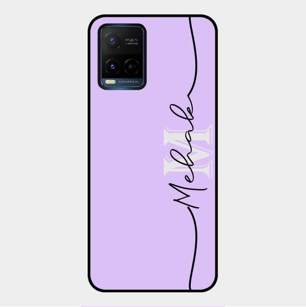 Personalized Initials Lavender Glossy Metal Case Cover For Vivo Y33S