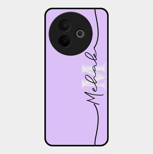 Personalized Initials Lavender Glossy Metal Case Cover For Vivo Y39 5G