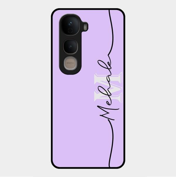 Personalized Initials Lavender Glossy Metal Case Cover For Vivo Y400 5G