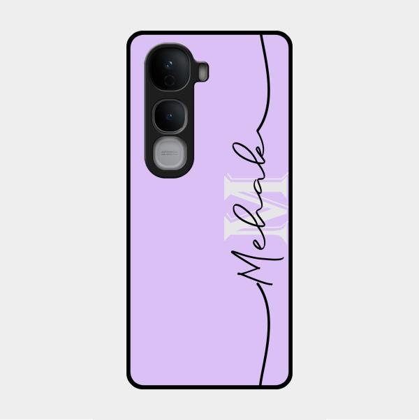 Personalized Initials Lavender Glossy Metal Case Cover For Vivo Y400 Pro 5G