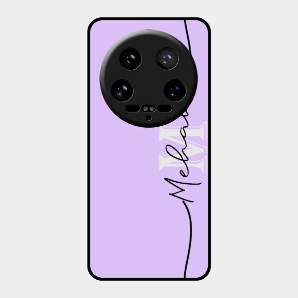 Personalized Initials Lavender Glossy Metal Case Cover For Xiaomi 14 Ultra