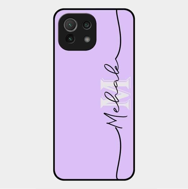 Personalized Initials Lavender Glossy Metal Case Cover For Xiaomi Mi 11 Lite