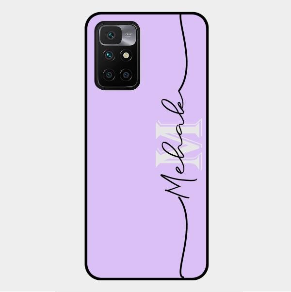 Personalized Initials Lavender Glossy Metal Case Cover For Xiaomi Redmi 10 Prime