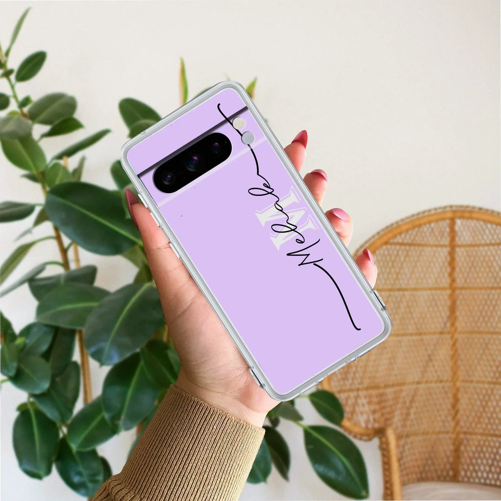 Personalized Initials Lavender Anti Yellow Case For Google Pixel 8 Pro 5G