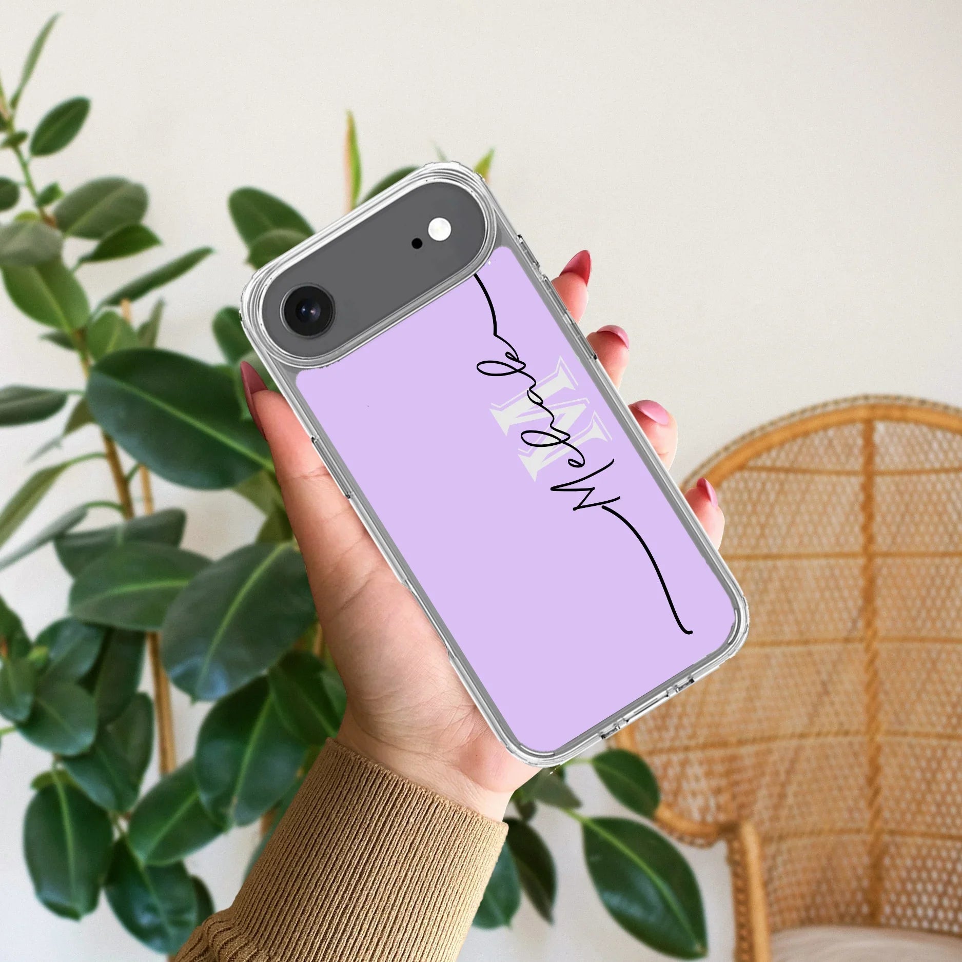 Personalized Initials Lavender Silicon Case For iPhone - ShopOnCliQ