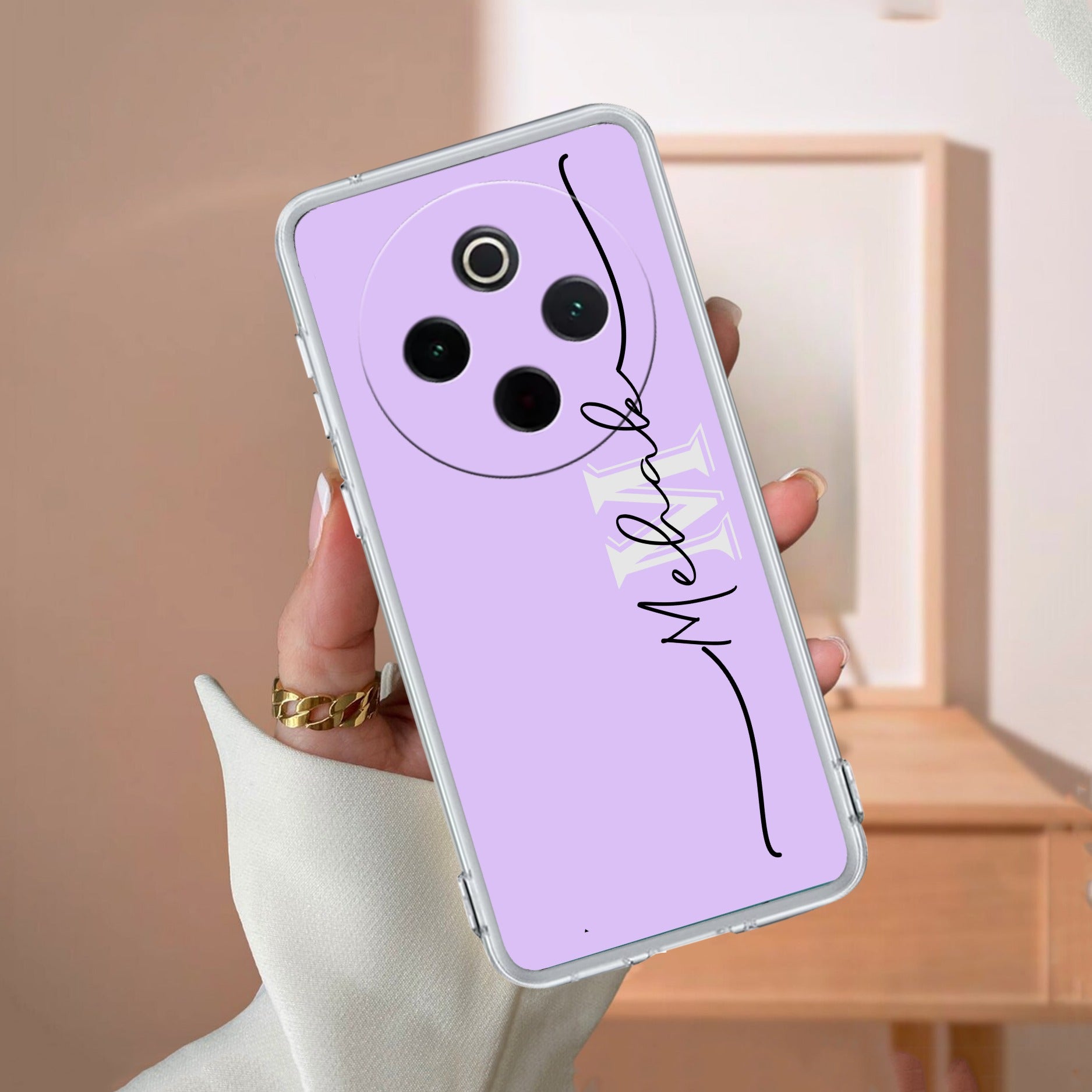 Personalized Initials Lavender Silicon Case For iQOO - ShopOnCliQ